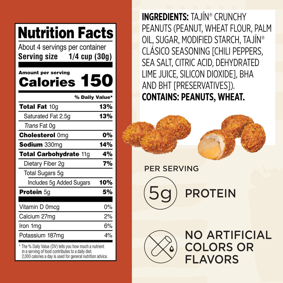 Snak Club Tajín Crunchy Peanuts on-the-go snack in purse or backpack.