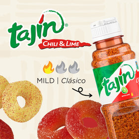 Snak Club Tajin Pineapple Ring close-up with vibrant color and Tajin coating.