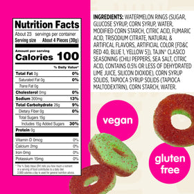 Snak Club Tajin Watermelon Rings resealable bag keeps flavor fresh.