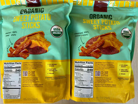 Crisp organic sweet potato sticks from The Snak Yard, ideal vegan snack.