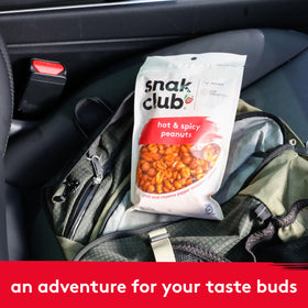 Snak Club Hot Spicy Peanuts resealable bag keeps freshness for fresh snacking anytime