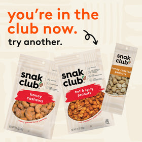 Snak Club Toffee Peanuts on-the-go bag shown with gym bag for quick fueling.