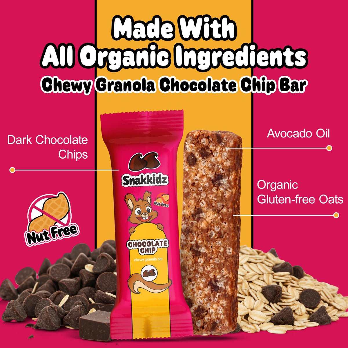 Snakkidz avocado-oil chewy bar highlighting creamy, soft texture.