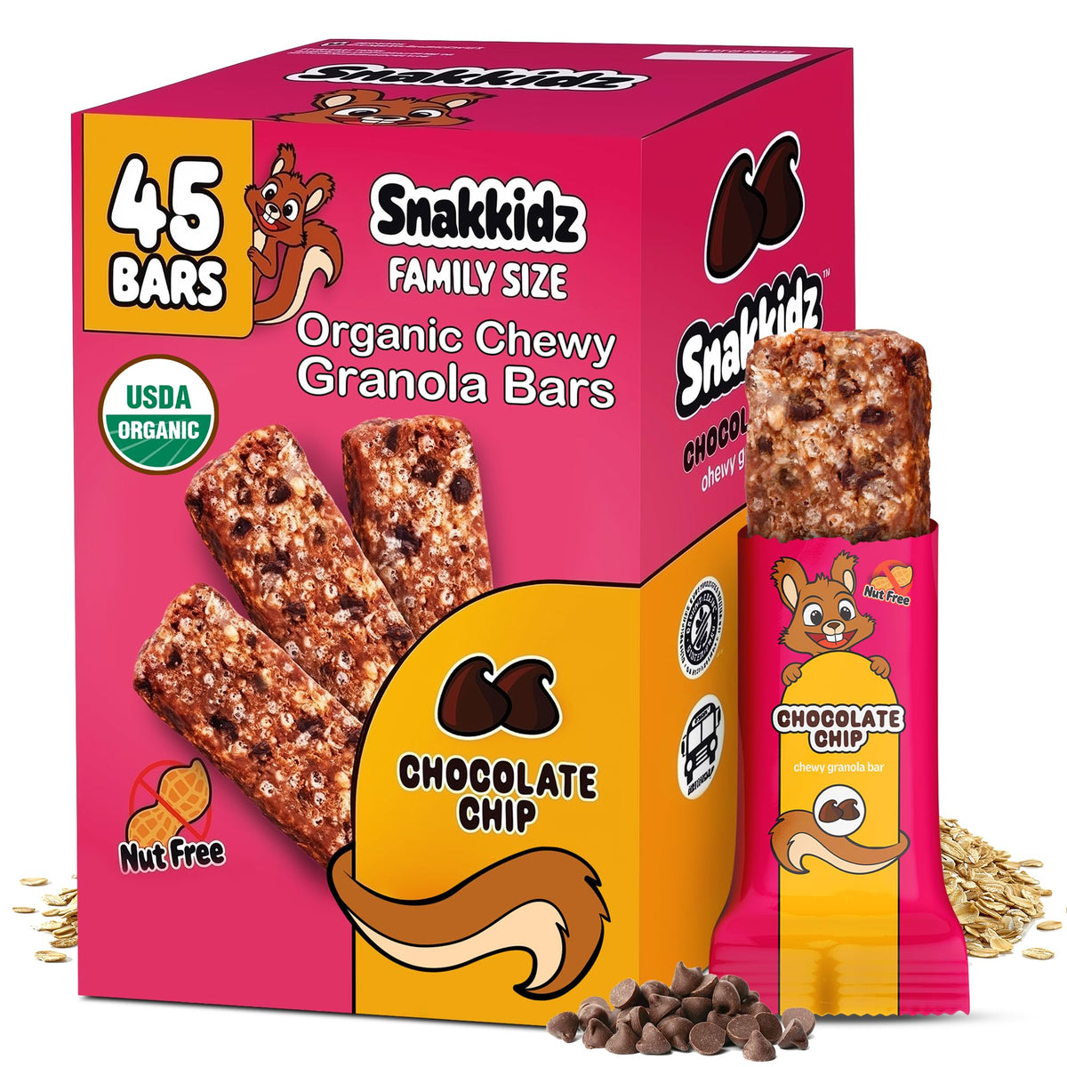 Snakkidz organic chewy granola bar with avocado oil bite for on-the-go energy.