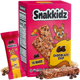 Snakkidz organic chewy granola bars with chocolate chip, perfect for kid lunchboxes.