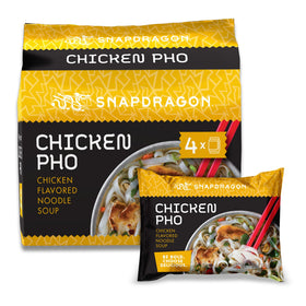 Snapdragon Chicken Pho instant noodles pack, convenient 3-minute meal for busy days.