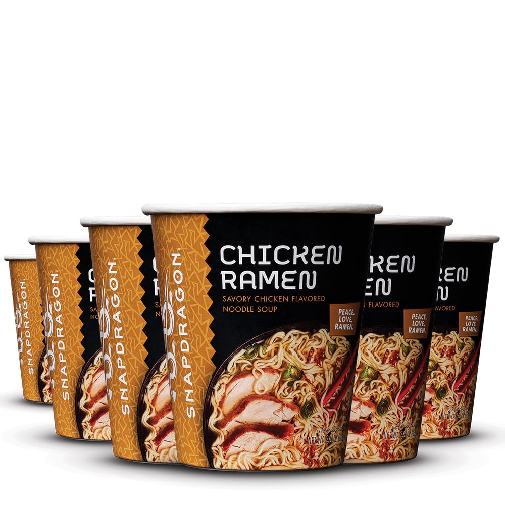 Snapdragon Chicken Ramen Cup packaging showing a convenient ready-to-heat option.