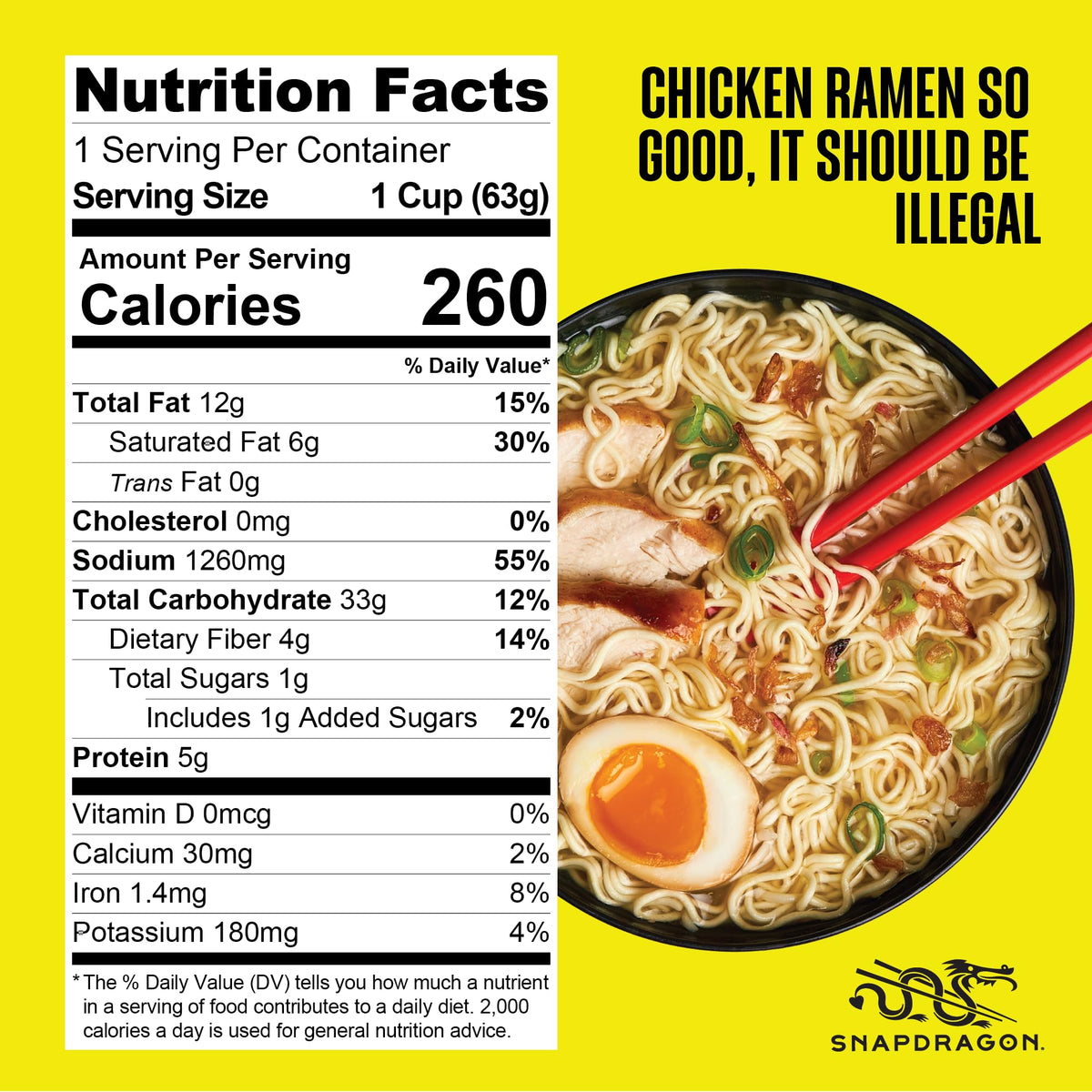 Snapdragon Chicken Ramen Cup vege pack adds color and texture.