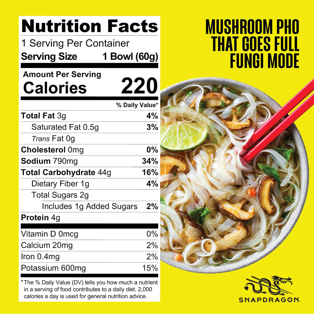 Snapdragon Mushroom Pho dried vegetables add color and texture