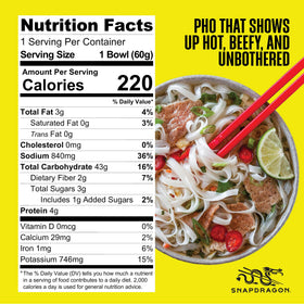Dried veggies visible in Snapdragon Pho Bowl packaging