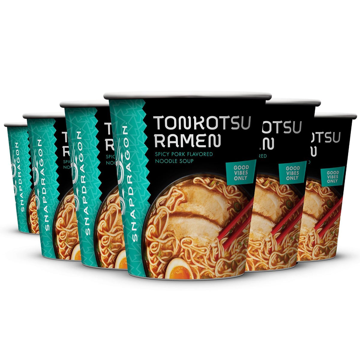 Snapdragon Tonkotsu ramen cup microwave-ready for quick, flavorful lunches.