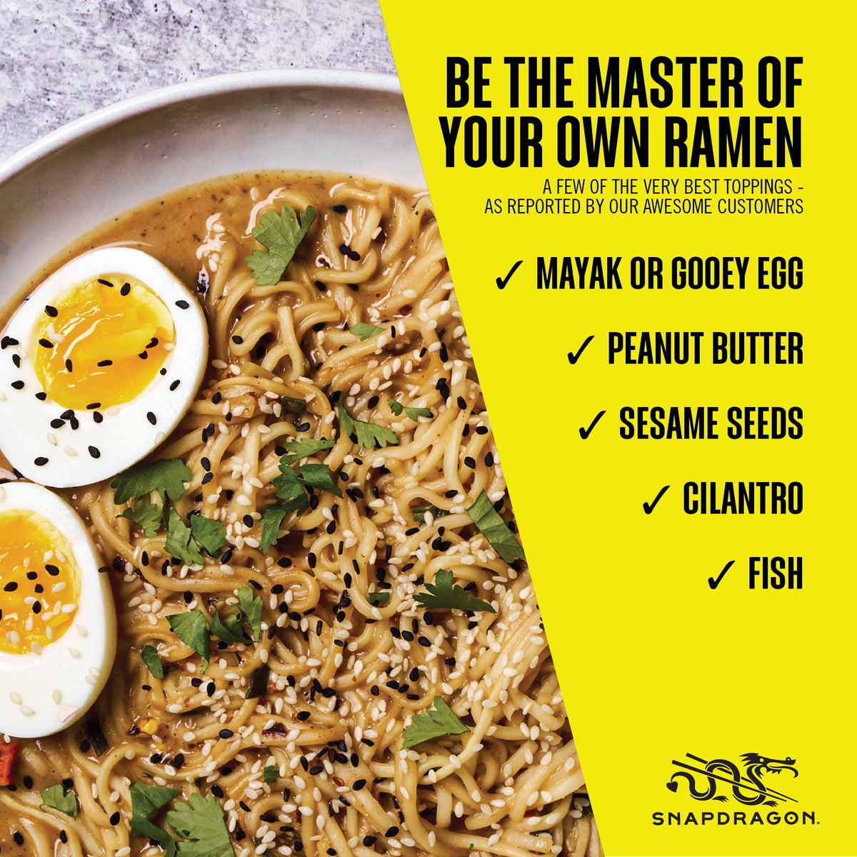 Snapdragon Tonkotsu ramen cup six-pack ready for convenient meals.