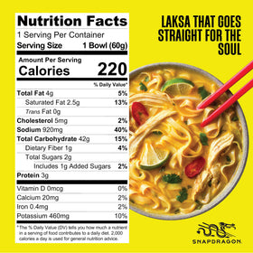 Snapdragon laksa curry flavors: chicken, beef, vegetable, and mushroom variety