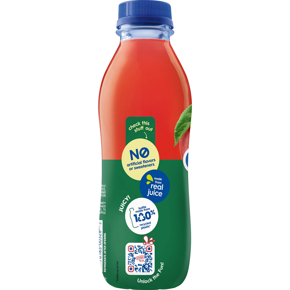 Snapple Apple juice 16oz bottle on kitchen counter ready for a sip.
