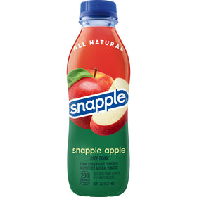 Snapple Apple juice drink label highlights gluten-free status and real juice.