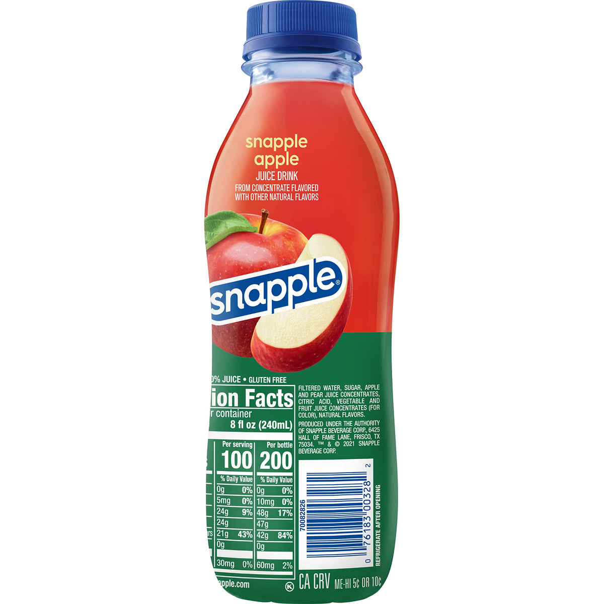 Snapple Apple juice drink pouring into a glass during a casual snack.