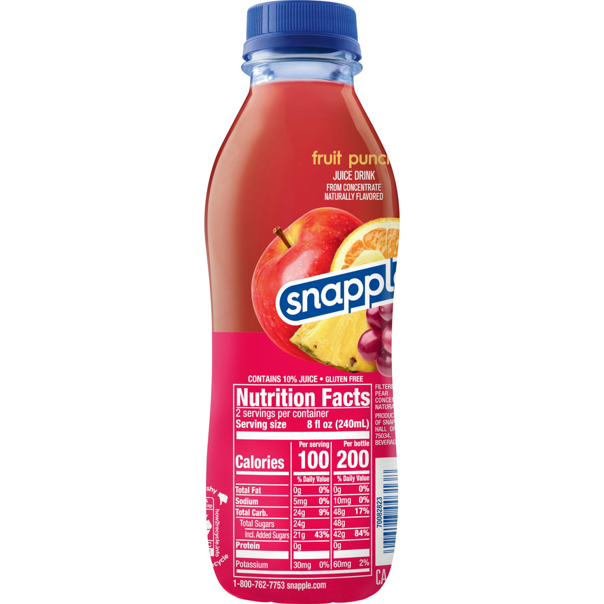 Snapple Fruit Punch color under bright light showing a vibrant red-pink beverage.