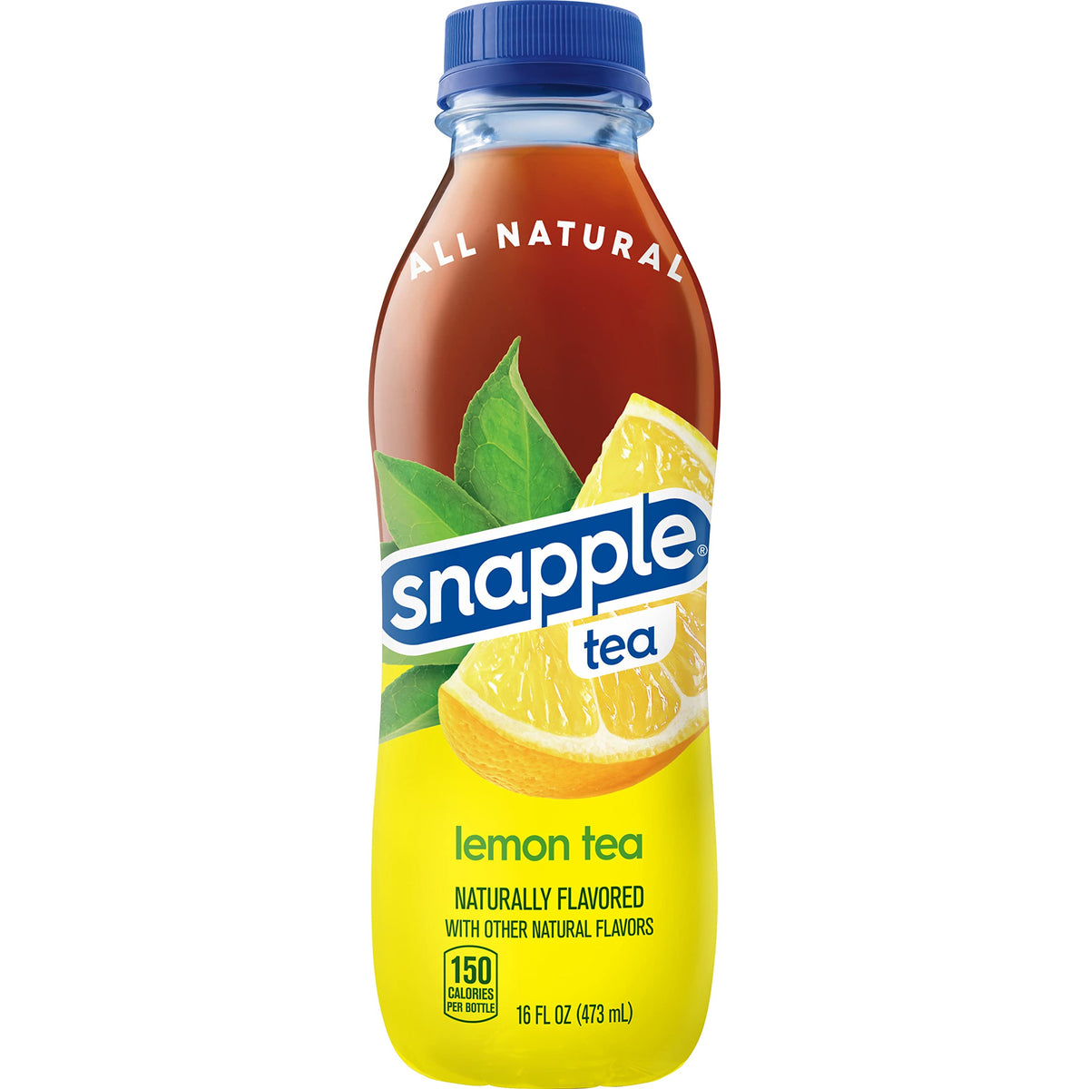 Snapple Lemon Tea bottle showing lemon flavor, ideal for a refreshing daily pick-me-up.