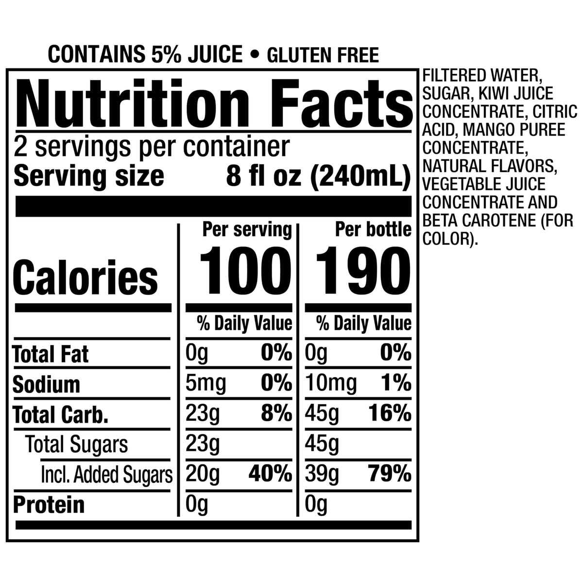 Snapple Mango Madness mango bits visible in glass bottle for authentic flavor cue.