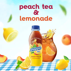 Pouring Snapple Peach Tea Lemonade into a glass over ice