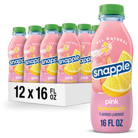 Snapple Pink Lemonade bottle front, refreshing on-the-go option.