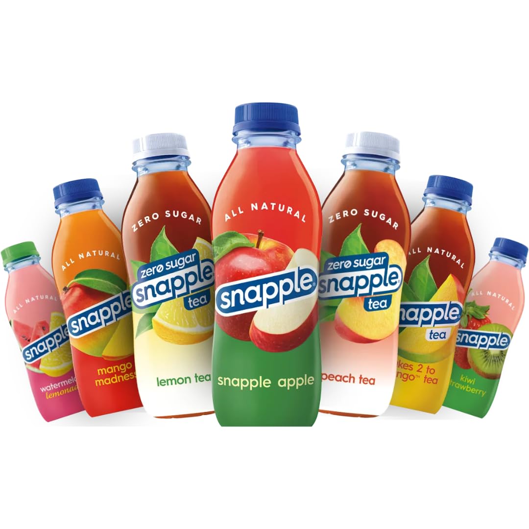 Snapple Tea poured over ice in a glass, ready to enjoy