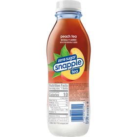Snapple Zero Sugar Peach Tea ingredients list references black and green tea blend.