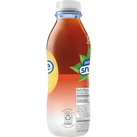 Snapple Zero Sugar Peach Tea pouring into glass suggests easy serving.