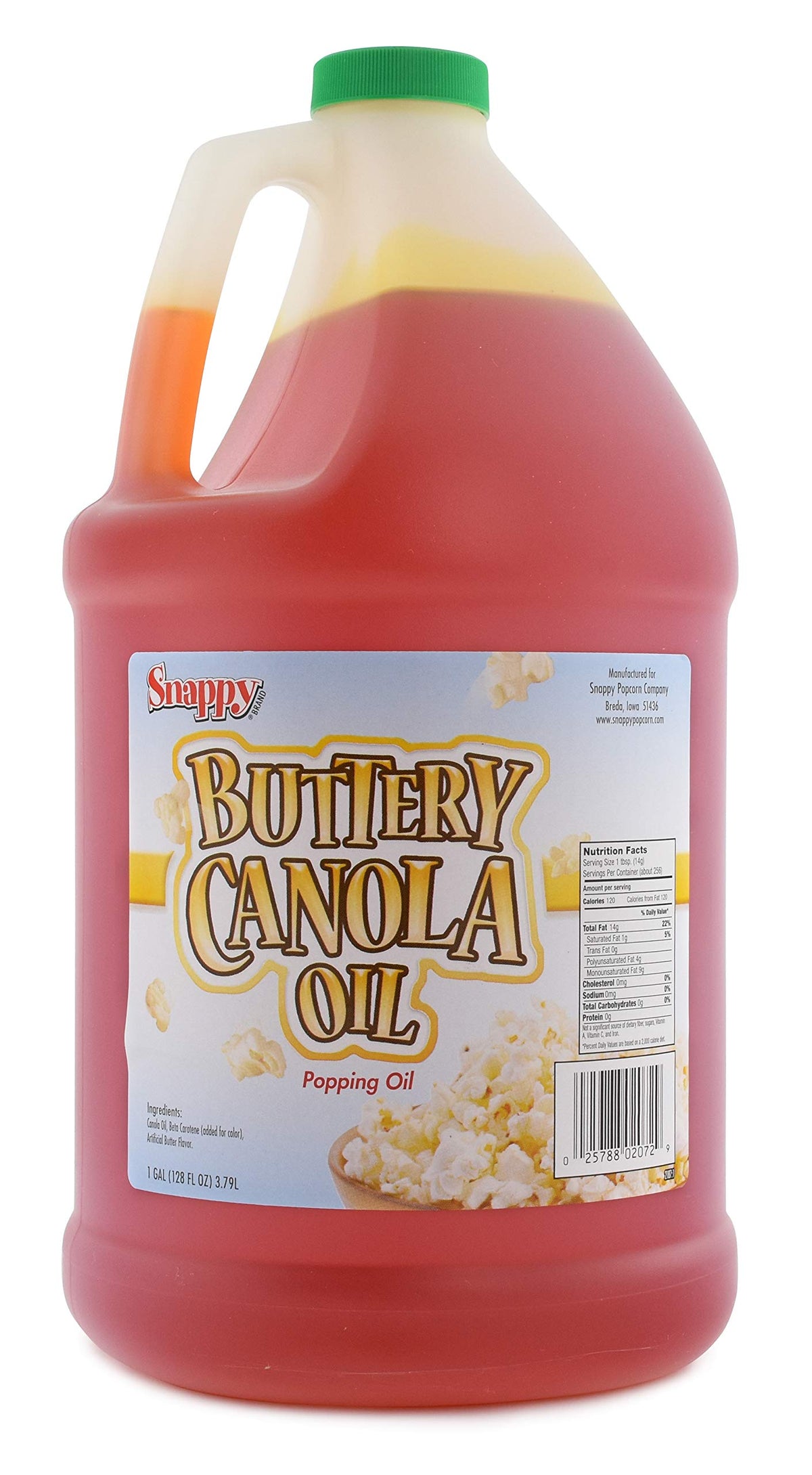 SNAPPY buttery canola oil bottle pour for popcorn, rich aroma