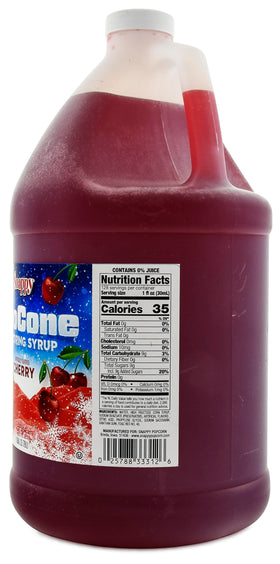 SNAPPY Cherry Sno Cone Syrup pour demonstrates quick, ready-to-use convenience for busy events.