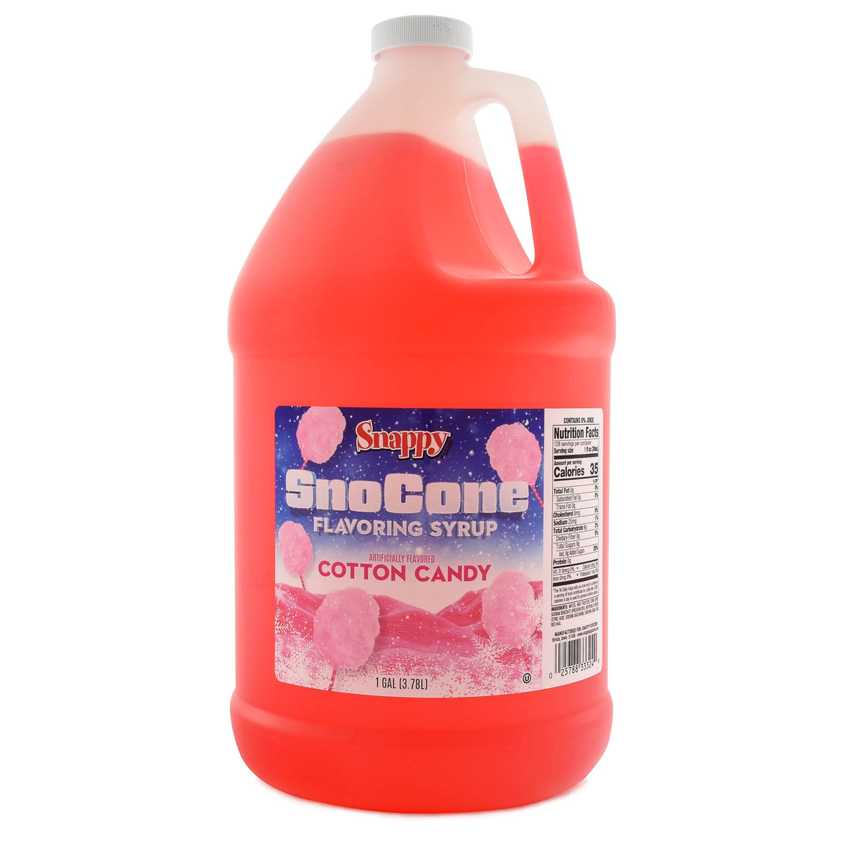 SNAPPY cotton candy sno cone syrup bottle for authentic flavor on shaved ice