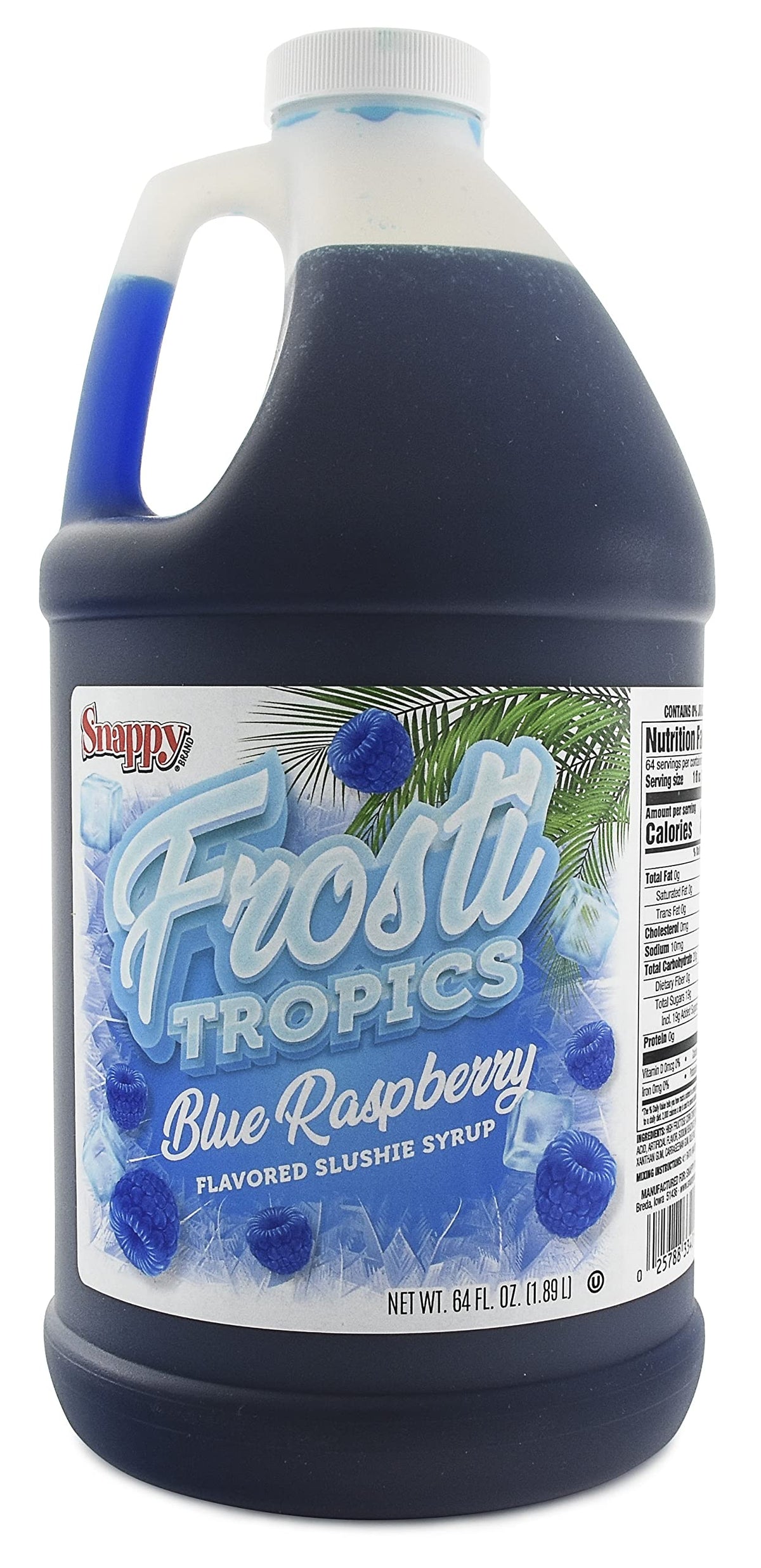 SNAPPY Frosti Tropics blue raspberry slushy pour into glass for quick home refreshment