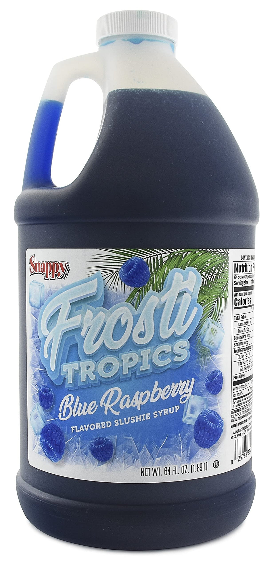 SNAPPY Frosti Tropics blue raspberry slushy pour into glass for quick home refreshment
