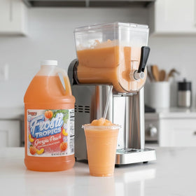 SNAPPY Frosti Tropics Georgia Peach half-gallon-jar convenient party-ready packaging.