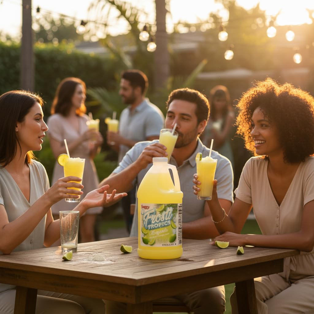 SNAPPY Frosti Tropics glass pour — enhances color and tropical aroma.