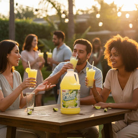 SNAPPY Frosti Tropics glass pour — enhances color and tropical aroma.