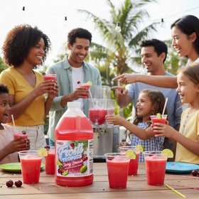 SNAPPY Frosti Tropics ready slush served in a glass