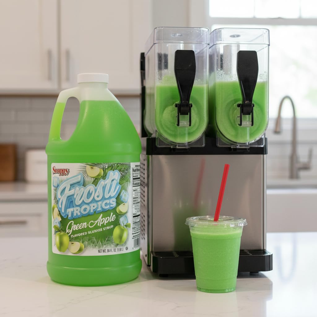 SNAPPY Frosti Tropics green apple slush glass with vibrant color