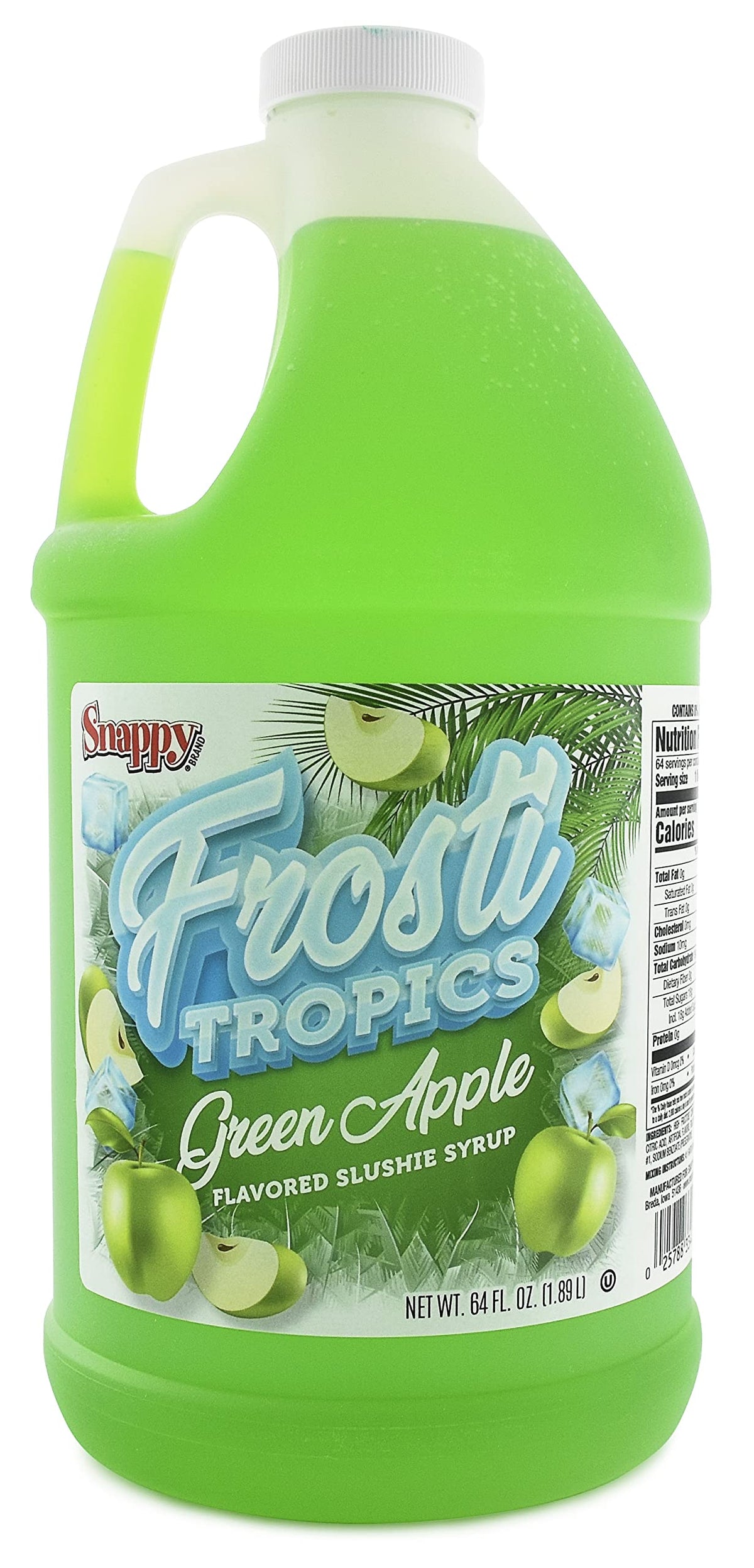 SNAPPY Frosti Tropics green apple syrup bottle for smooth slush preparation