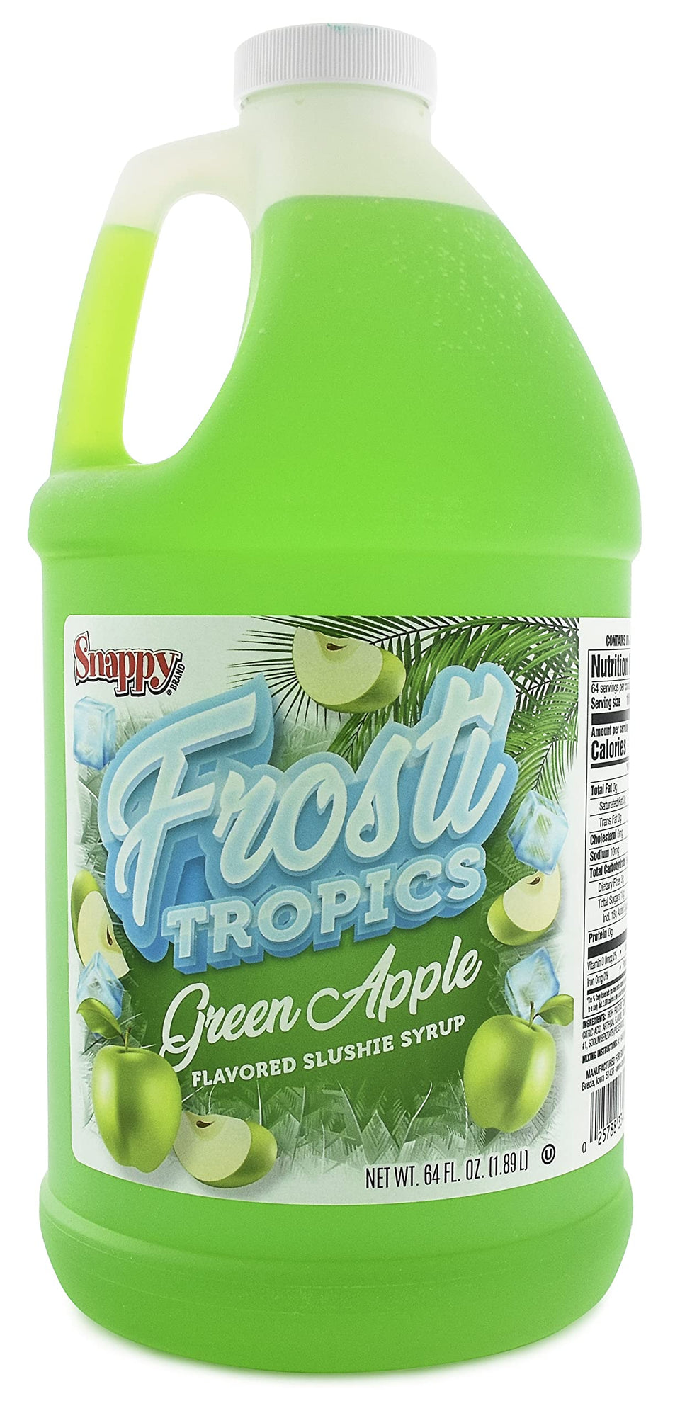 SNAPPY Frosti Tropics green apple syrup bottle for smooth slush preparation