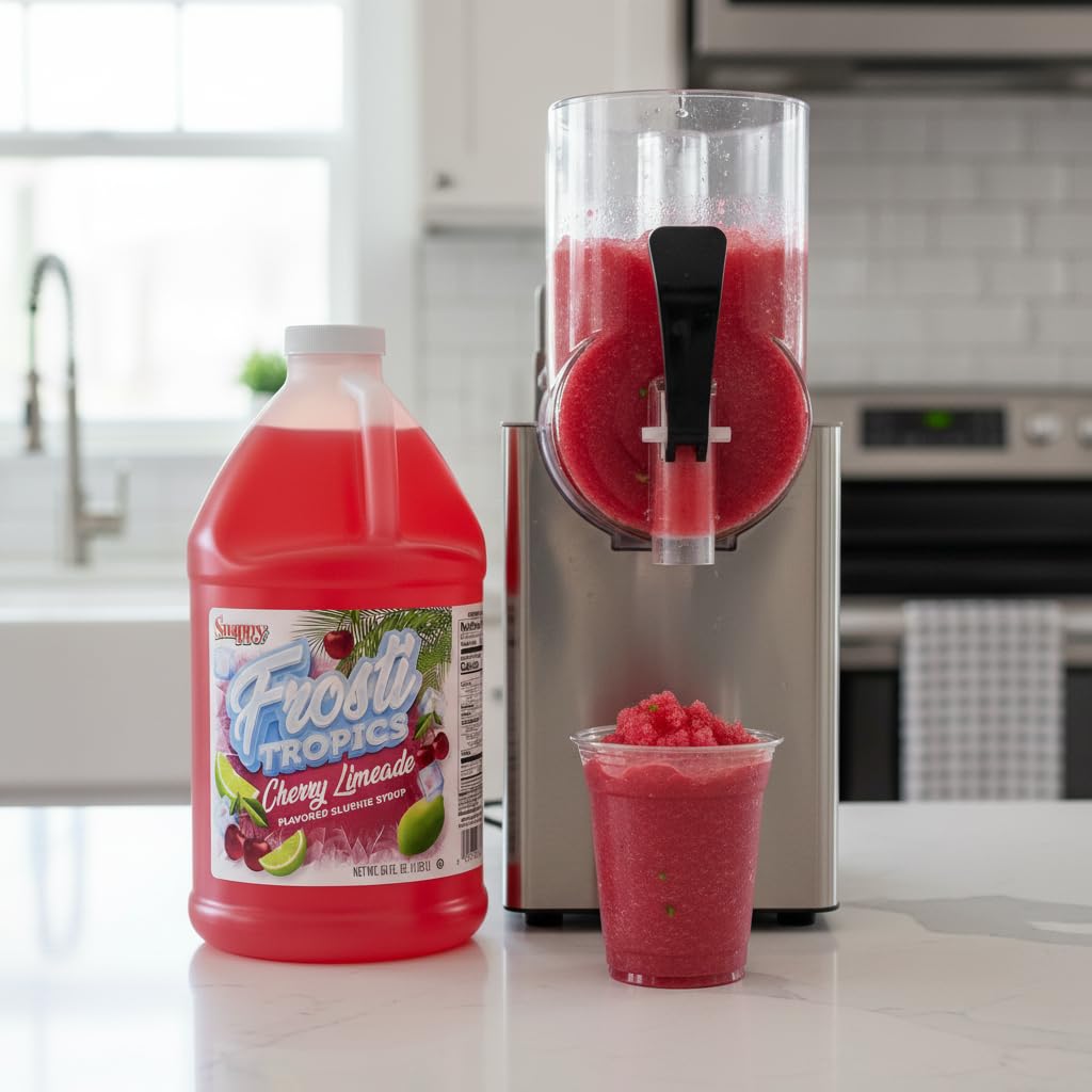 SNAPPY Frosti Tropics slush machine use showing batch setup