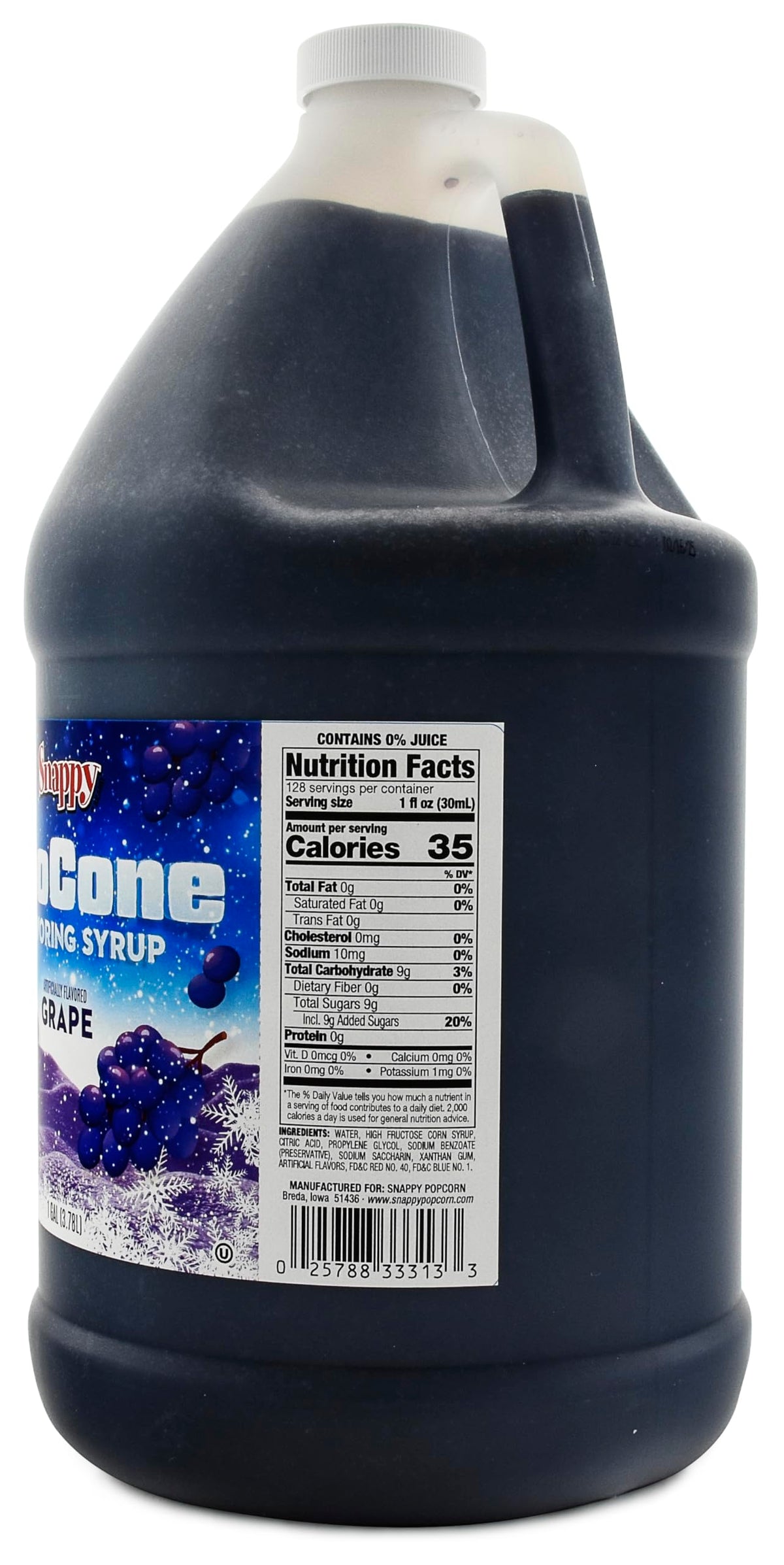 SNAPPY grape sno cone syrup 1-gallon jug ideal for parties and fairs