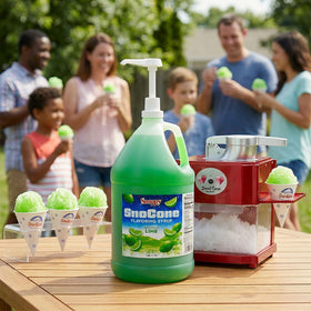 SNAPPY Lime Sno Cone Syrup yields 128 servings for consistent results.