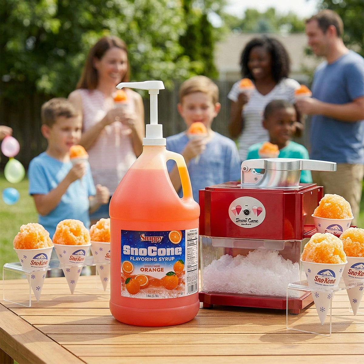 SNAPPY Orange Sno Cone Syrup 1-gallon jug for party-size servings