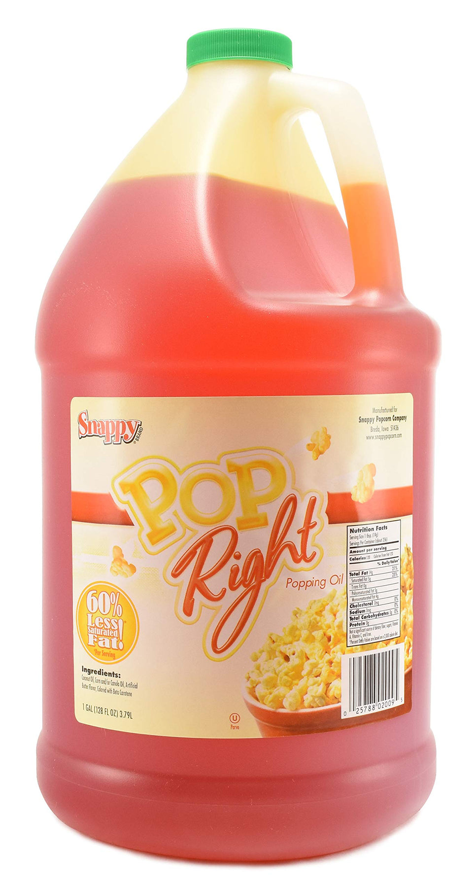 SNAPPY Pop Rite butter popcorn oil bottle pour for even popping and rich aroma.