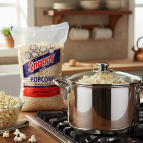 Bowl of finished SNAPPY popcorn with inviting aroma and crisp texture