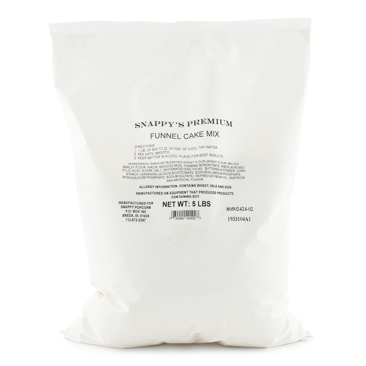 Snappy Premium Funnel Cake Mix 5 lb bag ready for concessions at events.