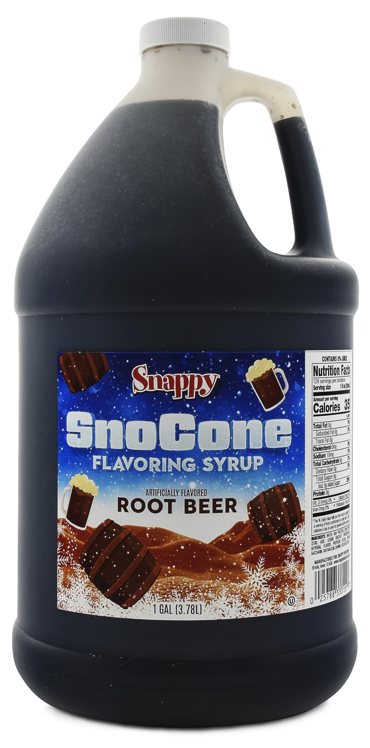 SNAPPY Root Beer Sno Cone Syrup, 1 Gallon – Ready to Use for Snow Cone ...