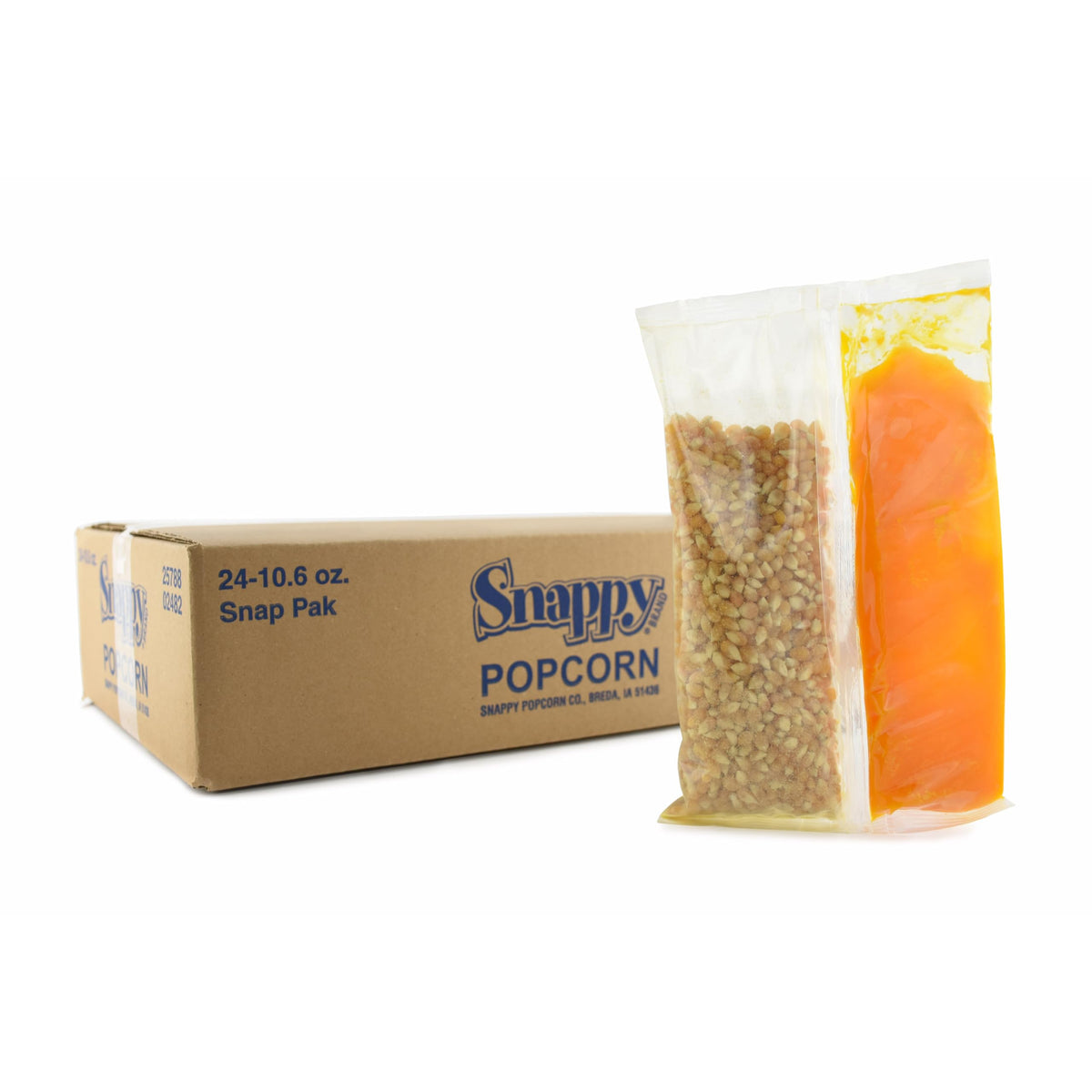 SNAPPY Snap-Paks all-in-one popcorn packs ready for 8 oz kettles and quick pops