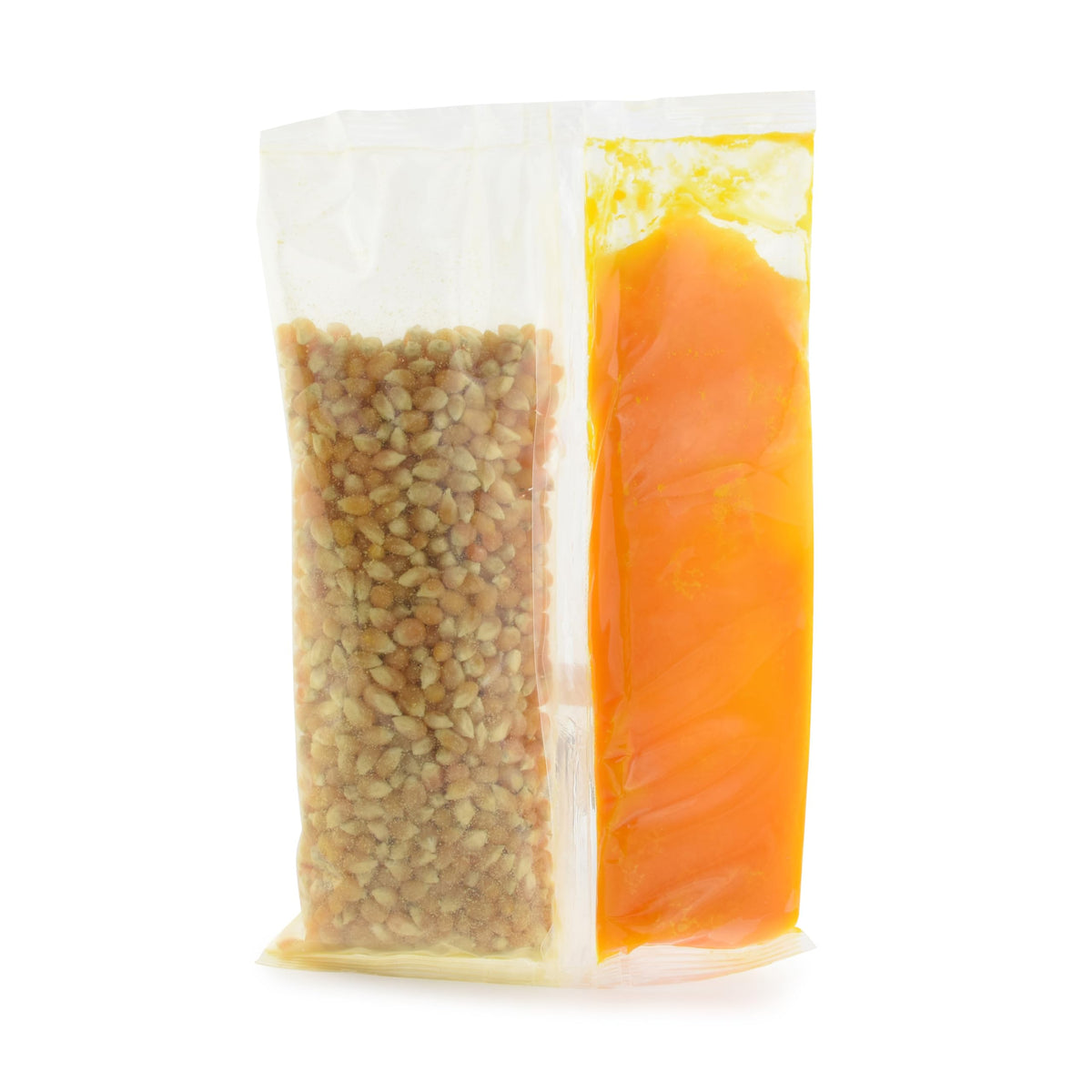 Close-up of SNAPPY Snap-Paks kernels, oil, and salt for convenient popping